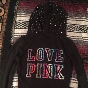 PINK rhinestone zip up